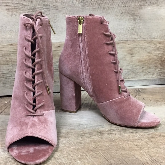 Joie Lakia Open Toe Velvet Bootie Soft Mauve 37.5 EU 7 1/2 US 7.5 - Picture 7 of 11